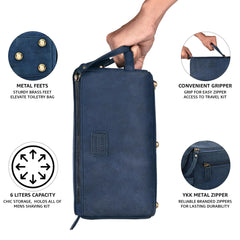 Leather Village toiletry bag interior is water-resistant to protect items