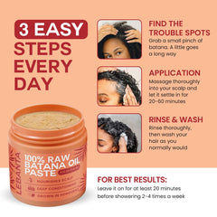 Lebanta Batana Oil frizz-control scene shows lasting moisture for hair.