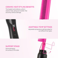 LEEONS Electric Hot Comb handle closeup emphasizes insulated plastic grip.