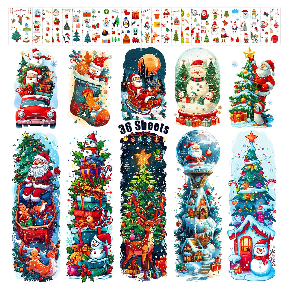 Leesgel Christmas full-arm tattoos 36 sheets for kids' festive costumes and party fun.