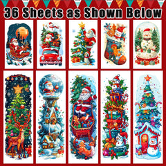 Leesgel snowy Santa and deer designs for sleeve artwork and dress-up play.