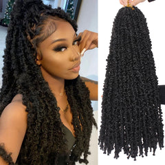 Leeven butterfly locs 24inch pre-twisted close-up, lightweight and easy to install.