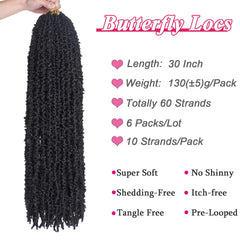 Leeven distressed butterfly locs 6-pack pre-looped design for fast installation.