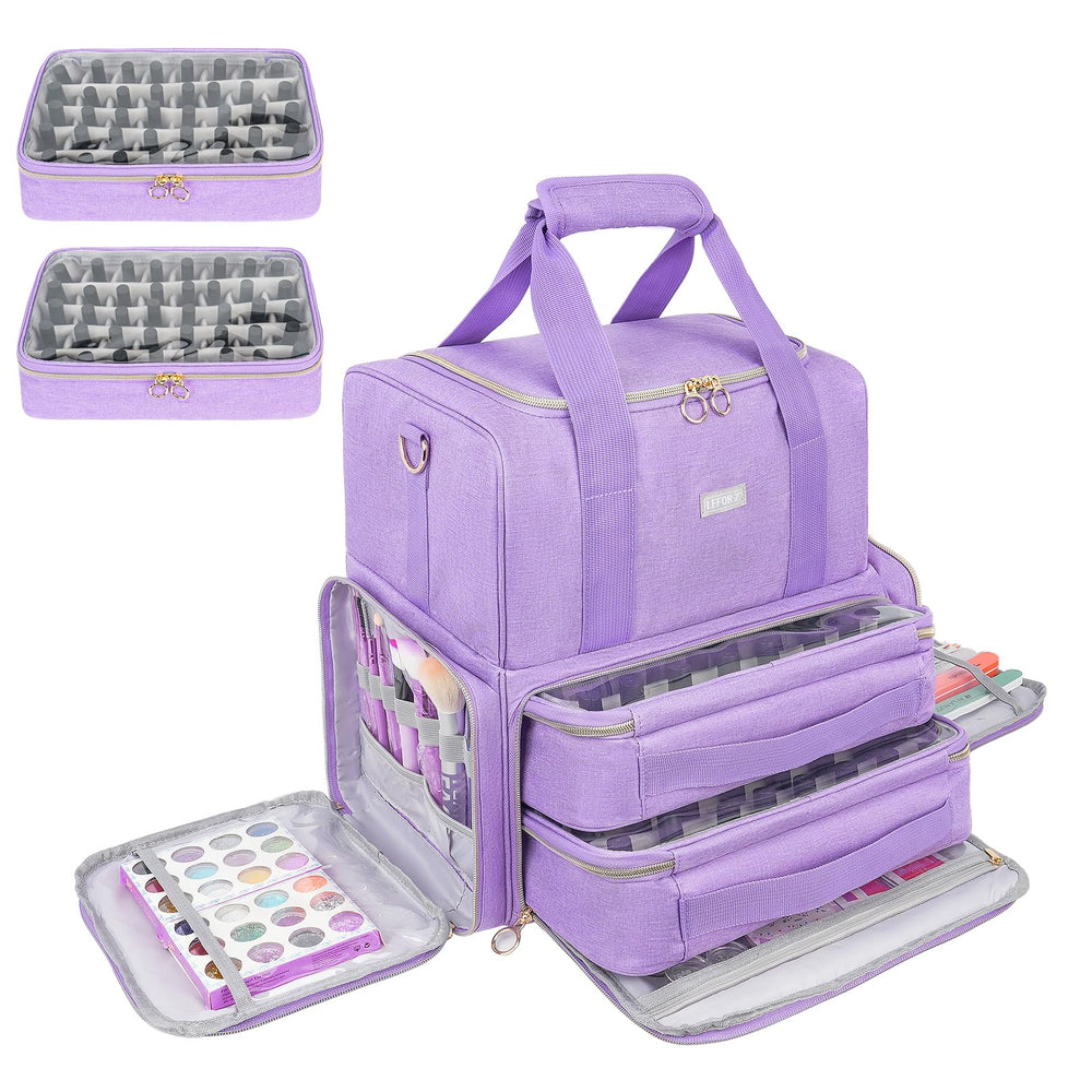LEFOR·Z nail polish organizer with 80-bottle slots for organized storage.