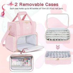LEFOR·Z removable cases securely holding polishes for travel and makeup use