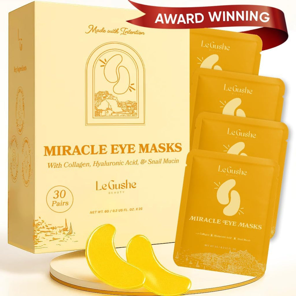 LE GUSHE Gold Under Eye Patches packaging ready for at-home rejuvenation