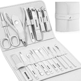 Leipple 16-piece manicure set displayed in an open case for easy travel access.