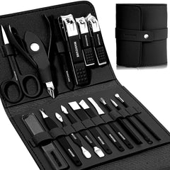 Leipple manicure set with professional nail clippers in a leather case for precise trimming on thick nails