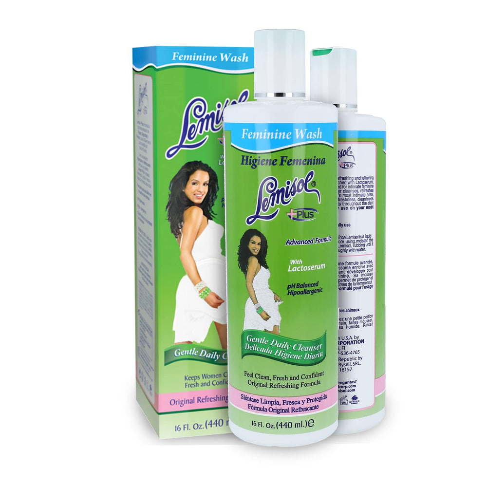 Lemisol Plus original bottle pour demonstrates a refreshing daily cleanse.