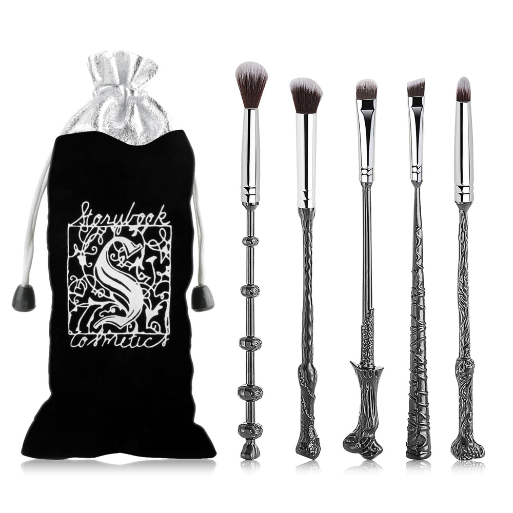 LENDOO Wi-zard Wand brushes set full view with silver handle for eye makeup