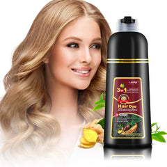 Leorx Hair Dye Shampoo bottle application shows easy at-home color