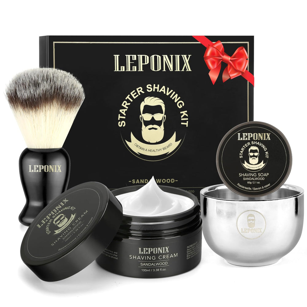 LEPONIX mens shaving kit brush close-up for premium exfoliation and prep