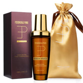 LEPURO Dubai Premium Elixir bottle emphasizes lightweight argan oil for fast-absorbing shine.