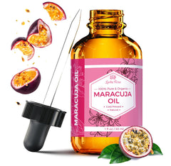 Leven Rose Maracuja Aceite en botella oscura para hidratación de piel y cabello.