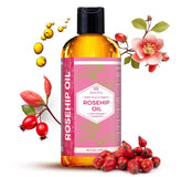 Leven Rose rosehip oil bottle closeup for skin nourishment and glow