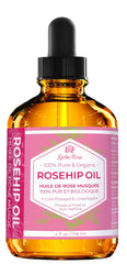 Leven Rose rosehip seed oil face application boosts radiance and moisture.