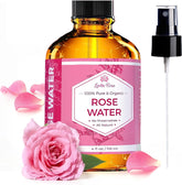 Leven Rose Rosewater Spray bottle delivers gentle facial hydration and a refreshing aroma.