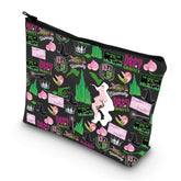 LEVLO Witch Musical Cosmetic Bag frontal con ilustración de bruja, ideal para maquillaje diario.