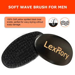 LexRory Soft Wave Brush palm wood handle for ergonomic brushing.