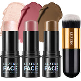 Lezero contour stick kit blush swatch for natural warmth and sculpted cheeks.