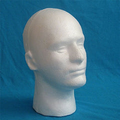 LIAMTU display head foam-white top-down shot emphasizes wig mounting stability.