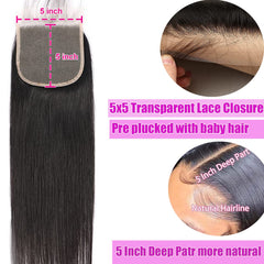 Liangya Hair 5x5 closure lace-detail reveals invisible lace for seamless install.