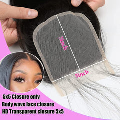 Liangya Hair HD body wave closure 150% density provides full, true-to-length fullness.