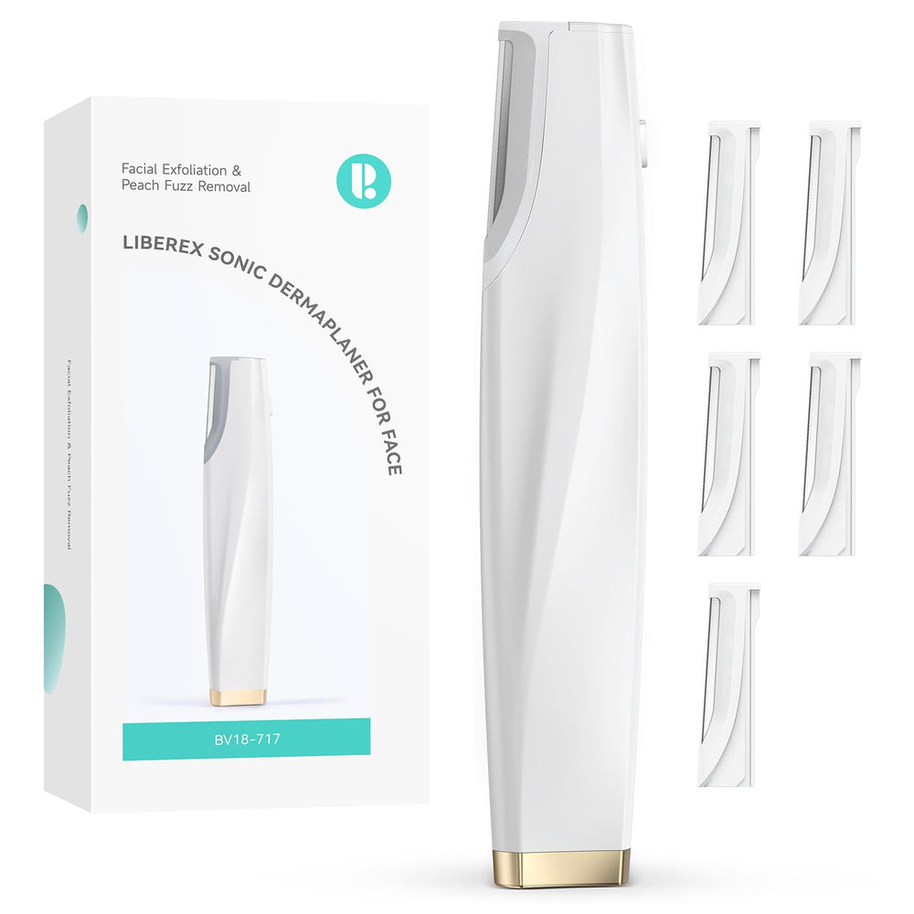 Liberex Sonic Dermaplaning Tool face close-up for professional-grade exfoliation