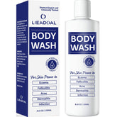 LIEADOAL bottle close-up shows gentle daily-use formula for sensitive skin