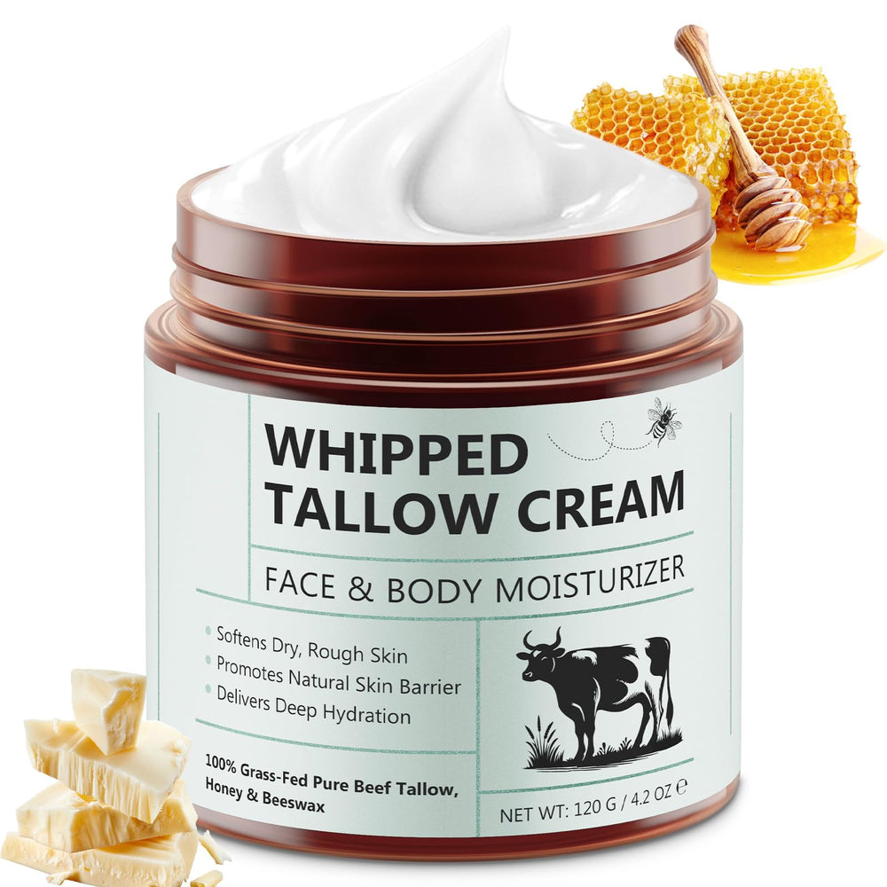 Liefiet beef tallow face cream jar with whipped texture for daily hydration.