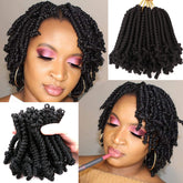 Lifabeauty 8-pack short bob spring twist close-up shows lightweight prelooped texture for easy install.