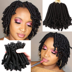 Lifabeauty 8-pack short bob spring twist close-up shows lightweight prelooped texture for easy install.