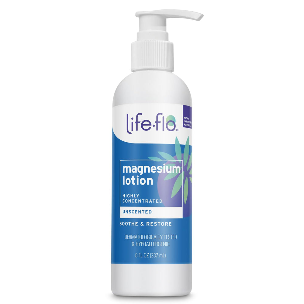 Life-Flo Magnesium Lotion bottle close-up for everyday on-skin care.