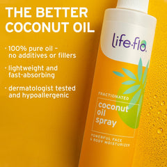 LifeFlo fractionated coconut oil spray on hair helps tame frizz.