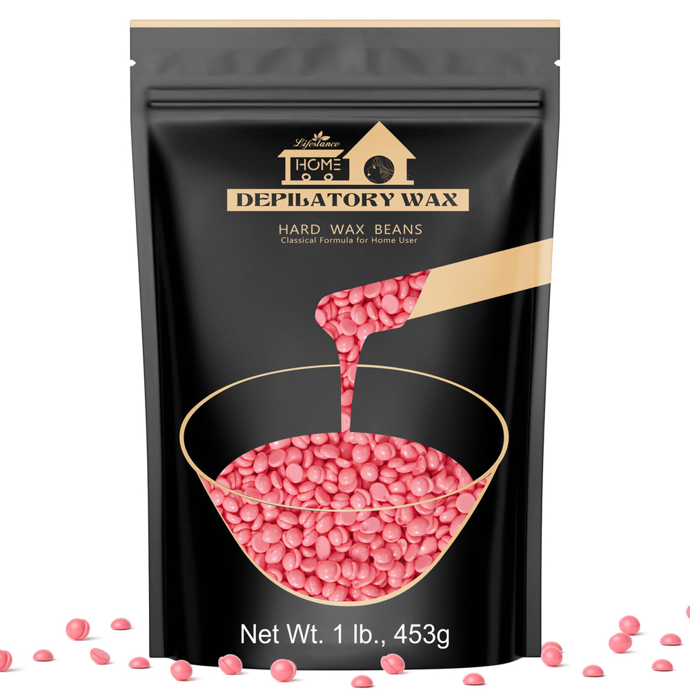 Lifestance pink hard wax beads package for at-home waxing with strong grip