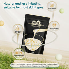 Lifestance wax beads for sensitive skin close-up highlighting soothing camellia and almond oils.