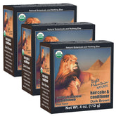 Light Mountain Henna Color bottle pour shows a gentle dye for natural dark brown shade
