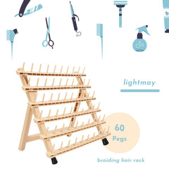 Lightmay 60-spools organization on a portable foldable braid stand for mobile salons.
