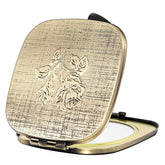 LIKSANGMETALS travel mirror with rose front design for elegant on-the-go grooming.