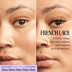 Lilac St French Lace 12mm variation demonstrates mixed-length lashes for subtle cat-eye enhancement