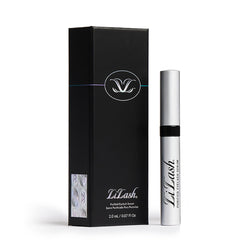 LiLash Purified Eyelash Serum bottle close-up showing growth-boosting formula for stronger lashes.
