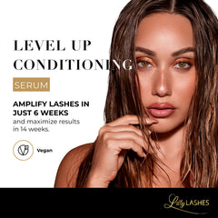 Lilly Lashes Level Up serum wand applies to the lash line for nightly conditioning.