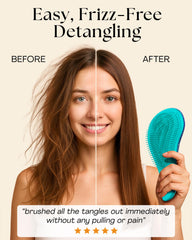 Lily England detangler brush used on wet hair for quick detangling.