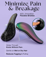 Lily England detangling brush for all hair types smooths knots from curly to straight.