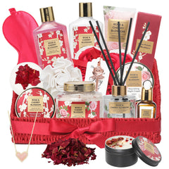 LILY ROY 25pcs spa gift basket with necklace shows a luxurious gift-ready presentation.