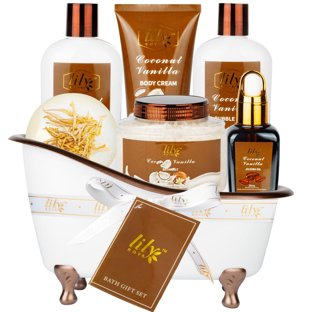 LILY ROY 7-piece bath gift set shines in a tub for luxurious self-care