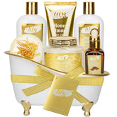 LILY ROY Honey Almond Spa Gift Set Basket — premium bath basics for a relaxing self-care ritual.
