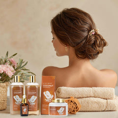 LILY ROY shower gel bottle highlighting refreshing coconut scent
