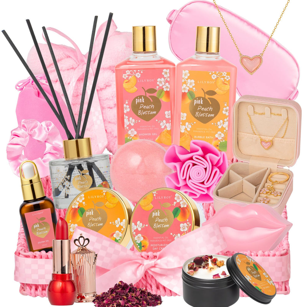 LILY ROY spa gift basket front view for premium holiday gifting.