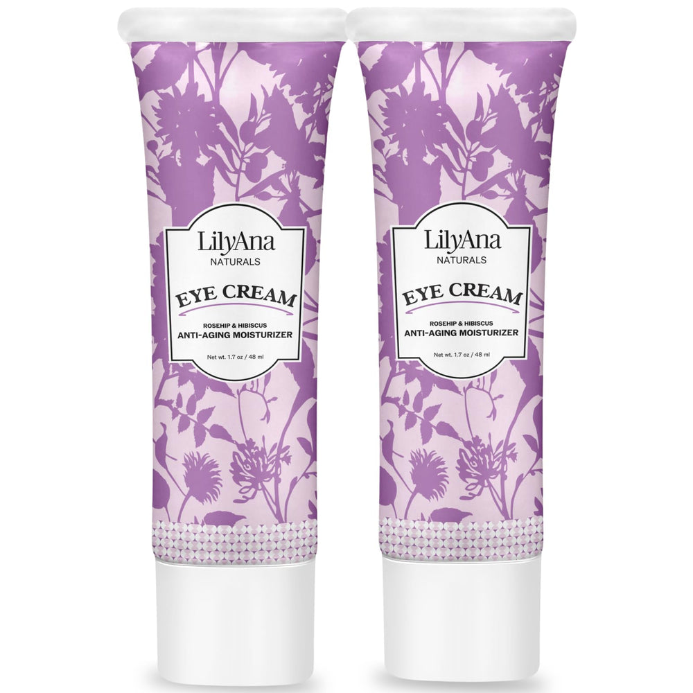 LilyAna Naturals eye cream for puffiness smooths under-eye bags.